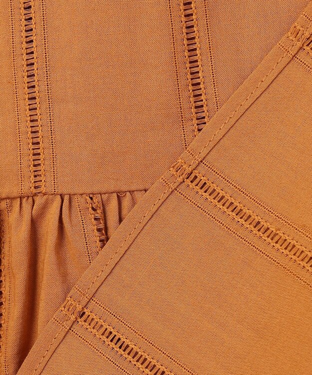 UNFILO ペプラム ギャザーブラウス キャメル