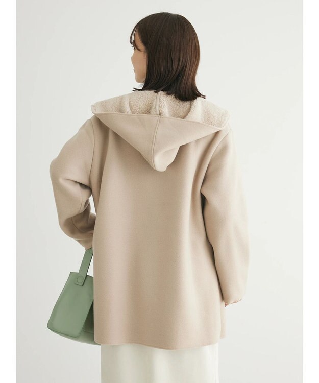 Green Parks ２ｗａｙフード裏ボアミディ丈コーディガン Beige