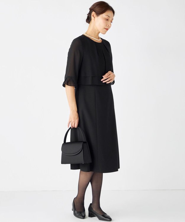 組曲 NOIR 【洗える】ウォッシャブルストレッチバーズアイ　ジャケット＋ワンピース ブラック系