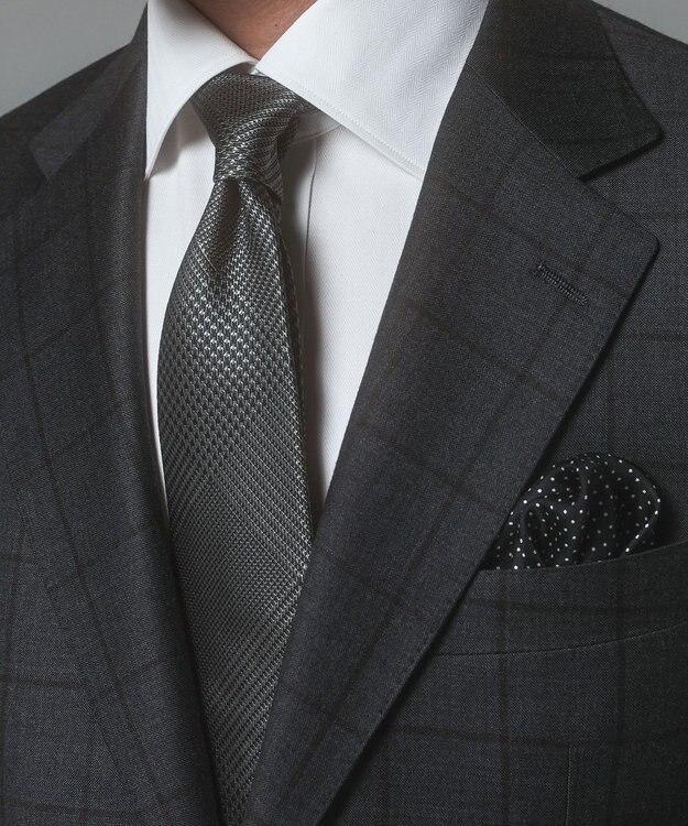 GOTAIRIKU 【形態安定】PREMIUMPLEATS_セミワイドカラー _織柄_通年ドレスシャツ ヘリンボーン/ホワイト系8