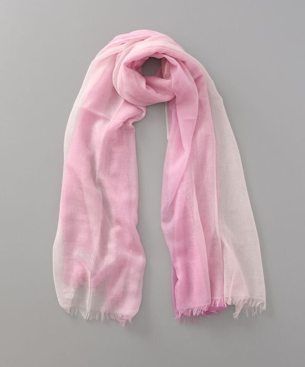 AURORA 【 LANVIN COLLECTION（ランバン コレクション） 】カシミヤ100%薄手オンブレーストール ピンク