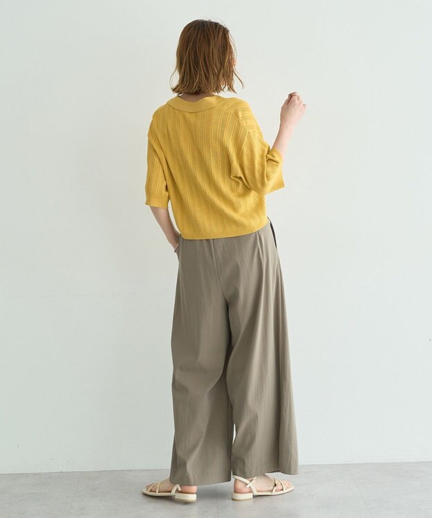 YECCA VECCA ストライプメッシュニットカーディガン Yellow
