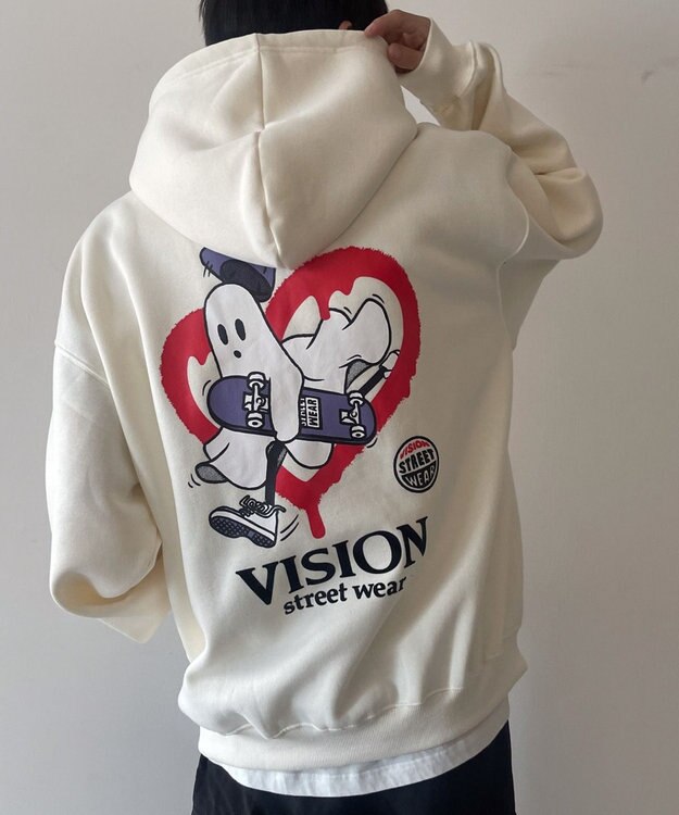 WEGO VISIONゴーストグラフィックプルパーカー ホワイトアイボリー