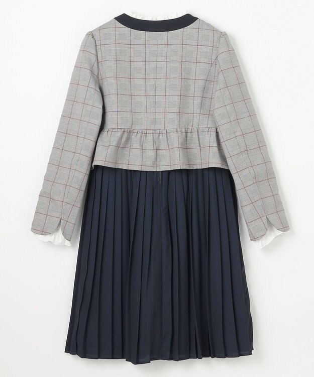 組曲 KIDS 【150-170㎝】グレンチェックジャケット＆プリーツワンピース セット ネイビー×チェック系