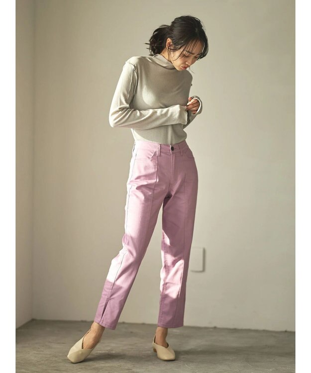 Green Parks ＧＵＭストレッチカラースリムストレートパンツ Pink