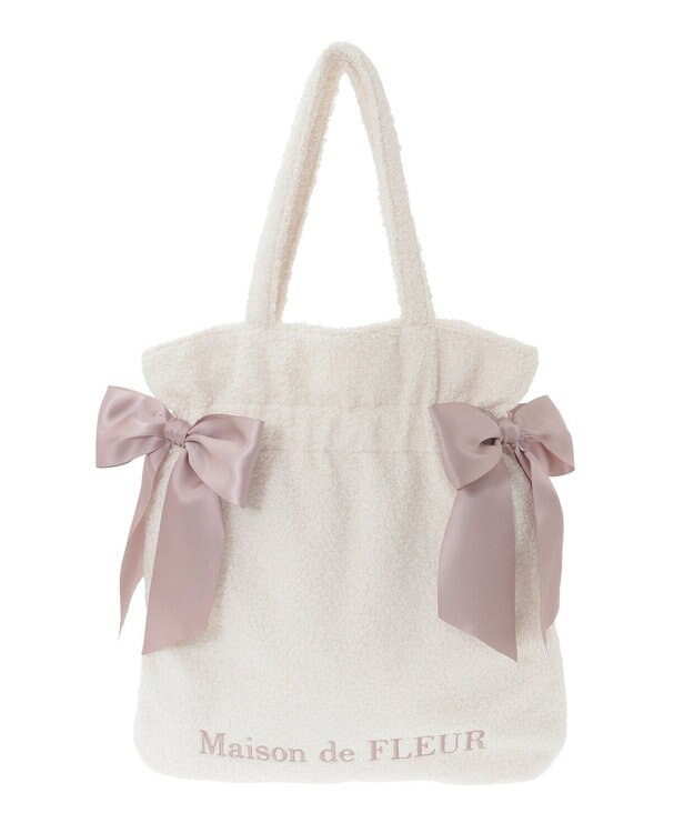 Maison de FLEUR ボアダブルリボントートバッグ Ivory