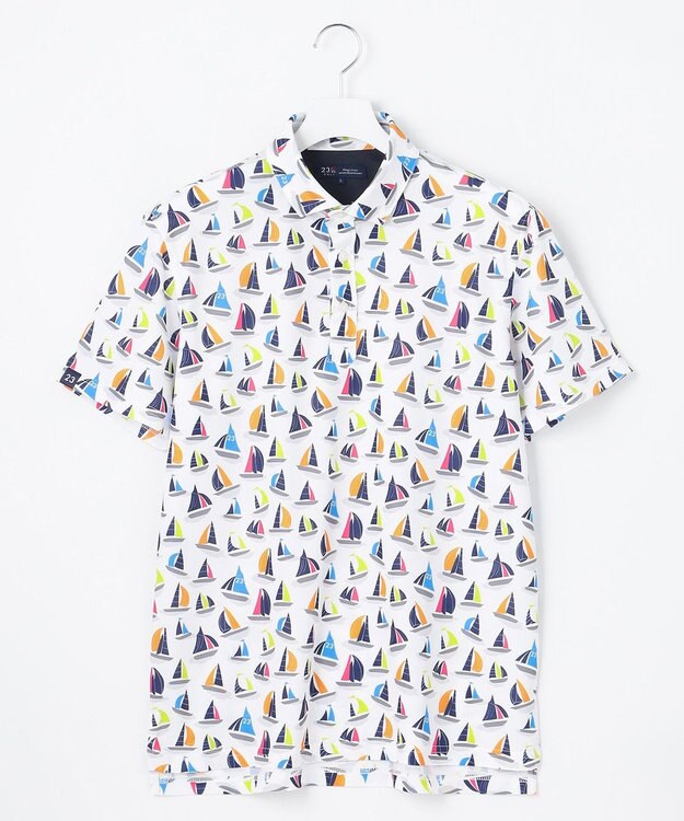 23区GOLF 【MEN】【吸水速乾・UVケア】マルチヨットプリント 半袖ポロシャツ ホワイト系5