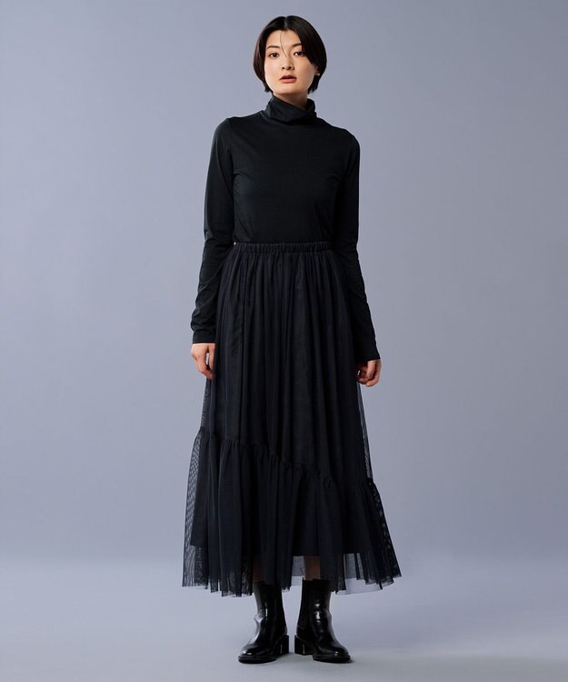 uncrave アルビニスタシフォン ハイネック カットソー（uncrave STANDARD） ブラック