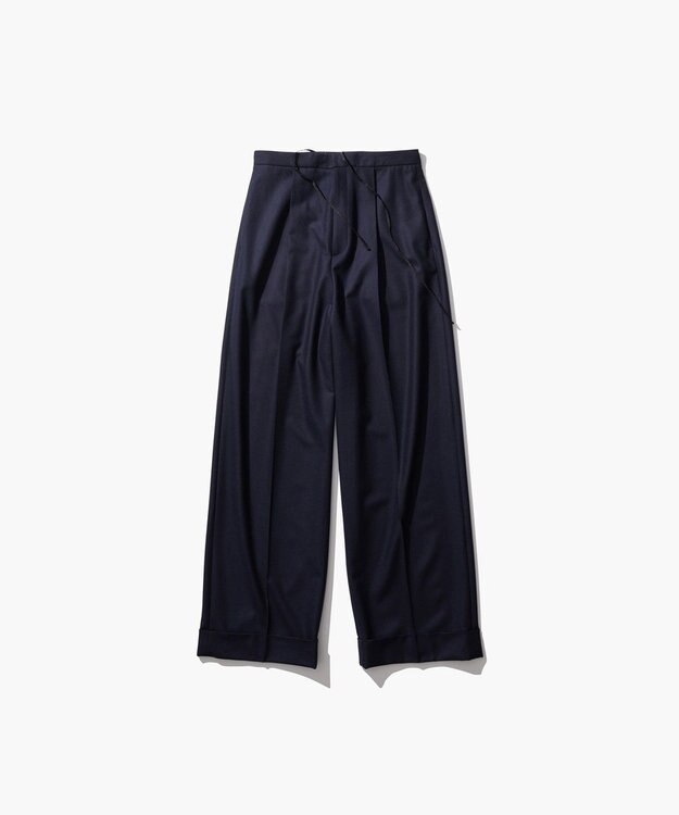 ATON MERINO COLLEGE FLANNEL | ワイドストレートパンツ NAVY