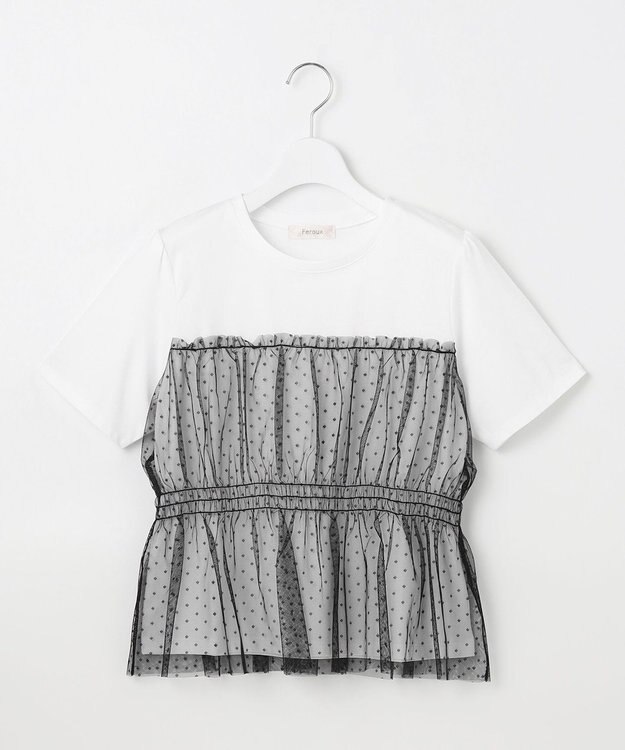 Feroux チュールコンビカットソー ホワイト系