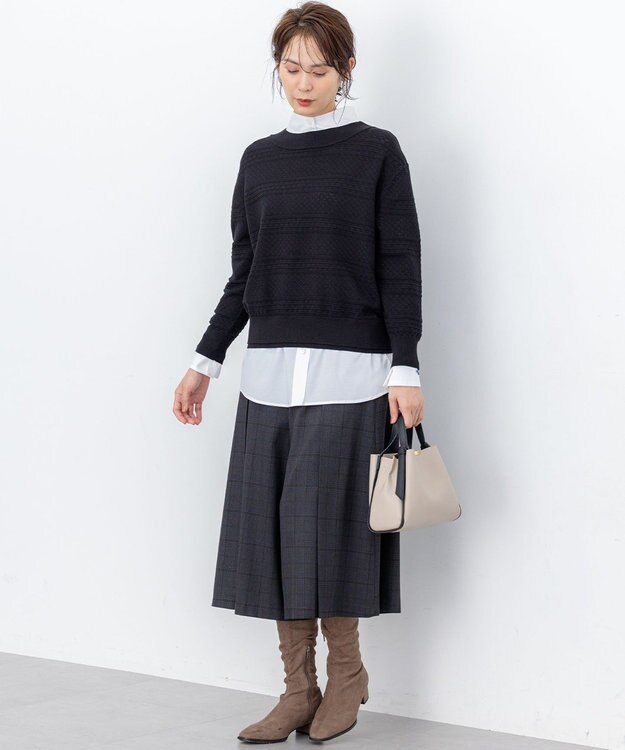 組曲 ハンサムツイルキュロット パンツ チャコールチェック系3