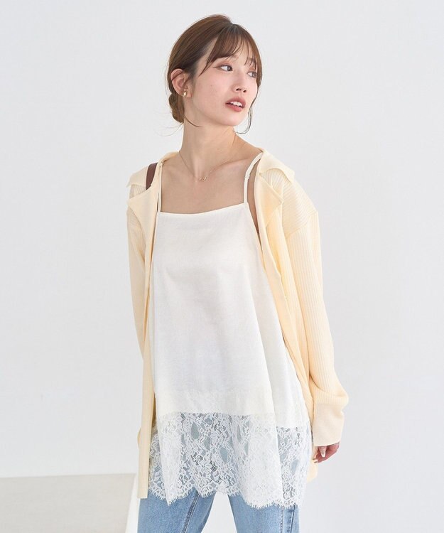 earth music&ecology レーストリムキャミソール Ivory