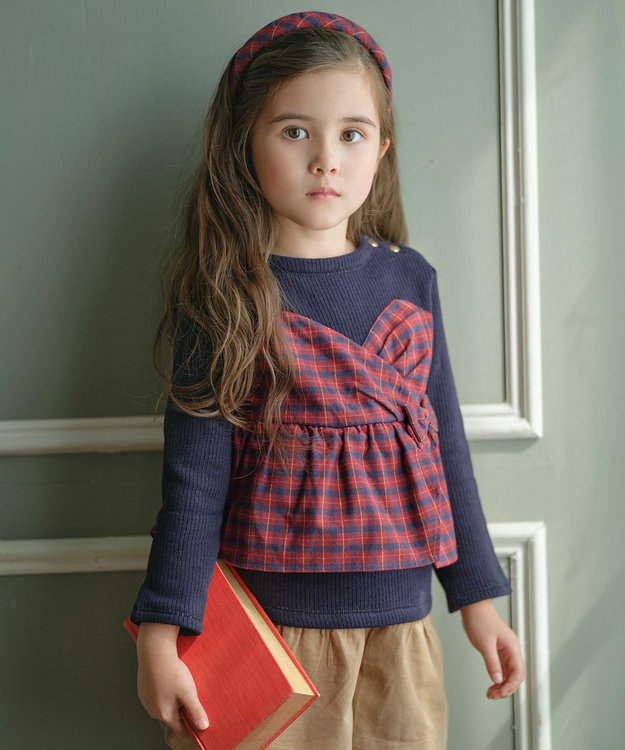 子ども服 120 ハート ブラウス チェック スカート セット 可愛い  