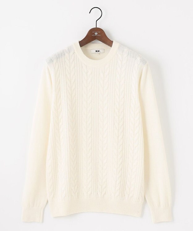 JOSEPH ABBOUD 【暖か・軽量】カシミヤブレンド クルーネック ニット ホワイト系