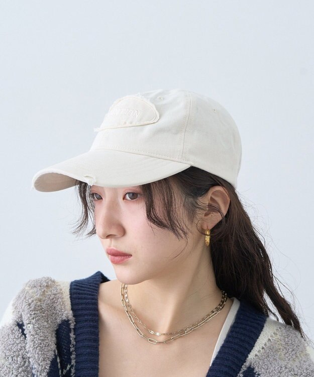 earth music&ecology ダメージロゴキャップ Ivory