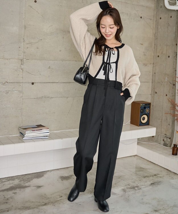 WEGO 【2024年秋冬新色カラー追加★】リボン2WAYカーデ ホワイトアイボリー