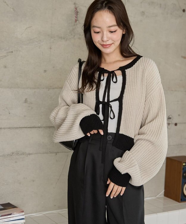 WEGO 【2024年秋冬新色カラー追加★】リボン2WAYカーデ ホワイトアイボリー