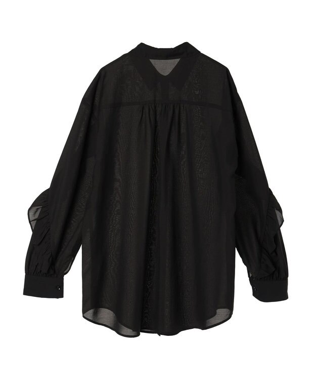 earth music&ecology フリルスリーブシャツ Black