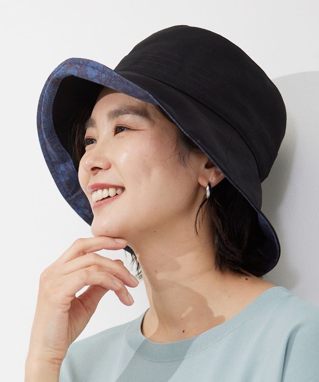 J.PRESS LADIES 【洗える・畳める】 LIBERTY リネン ハット ブラック系