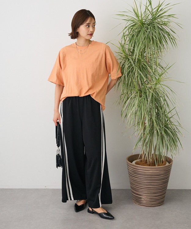 CRAFT STANDARD BOUTIQUE カットクレープワイドキリカエTシャツ Orange