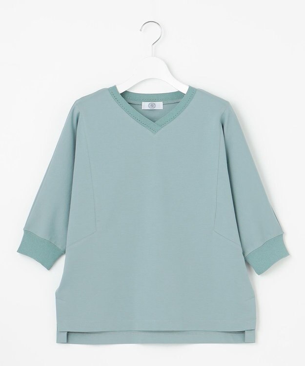 J.PRESS LADIES L TCポンチ ニットコンビ ドルマン カットソー ミストグリーン系