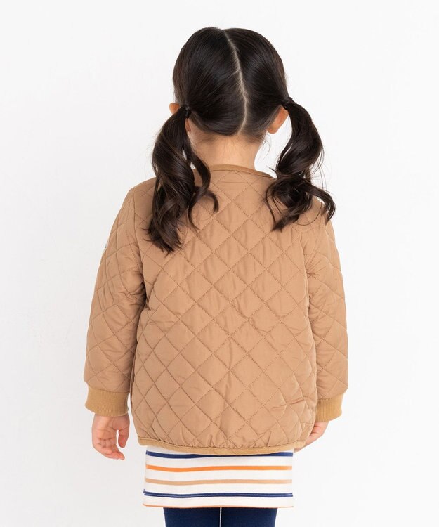 MIKI HOUSE HOT BISCUITS 【80-120cm】 抗菌・抗ウィルス ノーカラー キルティング 中綿ジャンパー キャメル