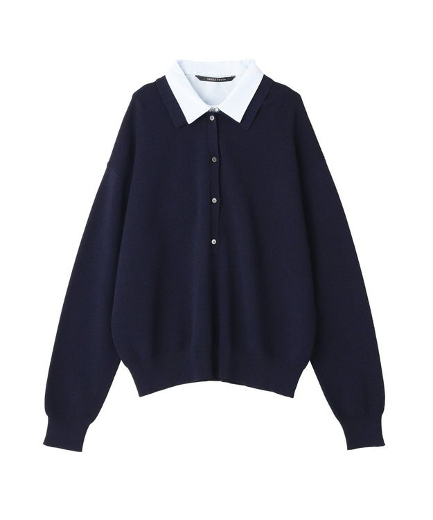 YECCA VECCA 2wayレイヤード風ポロニット Navy