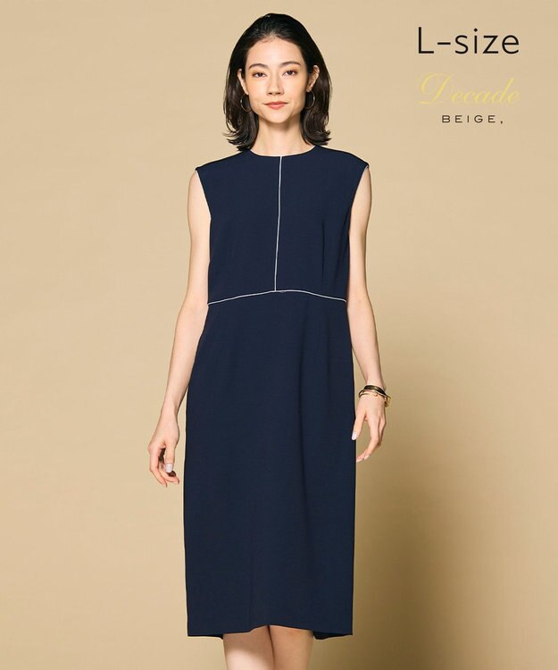 BEIGE， 【Lsize・セットアップ対応】CINDY / クルーネックドレス Navy x White