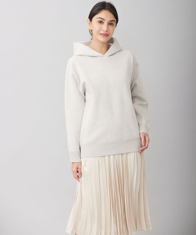 自由区 L 【洗える】シャイニースムースニット パーカー アイボリー系