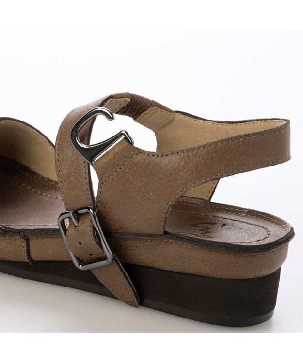 ing <ing>【WEB限定】ウエッジヒールレザーサンダル オーク