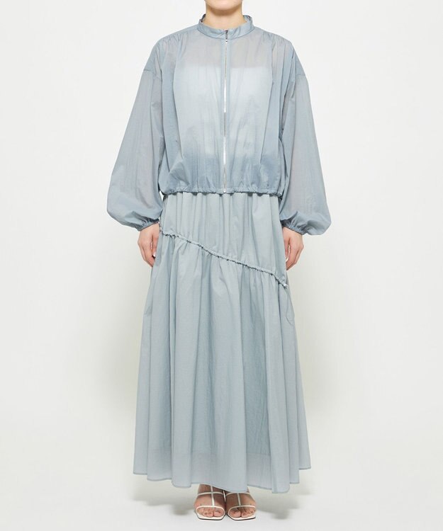 uncrave シアープルーフナイロン スタンドネックブルゾン サックス