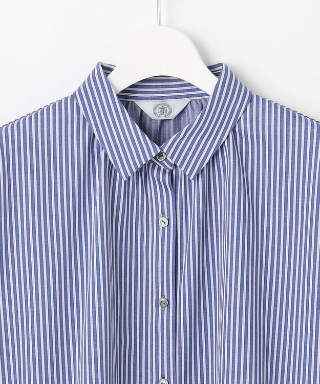 J.PRESS LADIES Jカミーチェストライプ シャツカラー カットソー ネイビーストライプ系