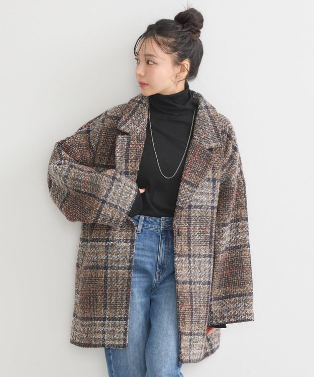 earth music&ecology オーバーテーラードジャケット　チェック Check