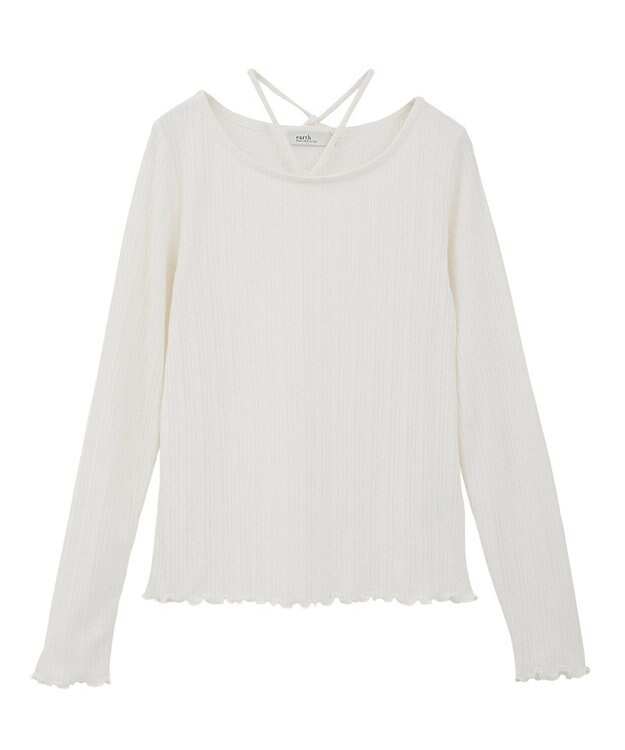 earth music&ecology チェーンリブホルターネックプルオーバー Ivory