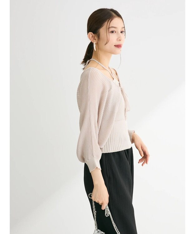 Green Parks ・swing by SET2点ニットボレロ&ニットキャミ Gray Beige