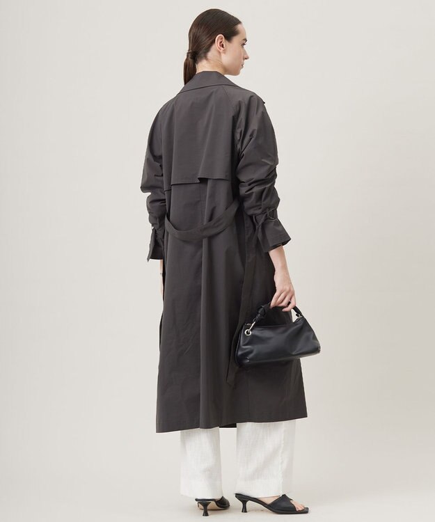 ICB L 【撥水加工】メモリーストレッチタフタ トレンチコート チャコール系