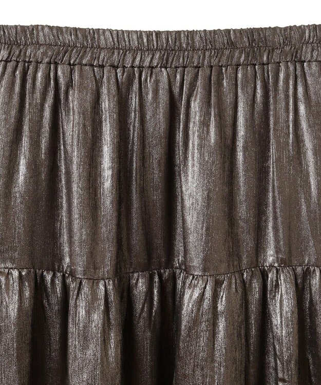 YECCA VECCA ラメティアードギャザースカート Dark Silver