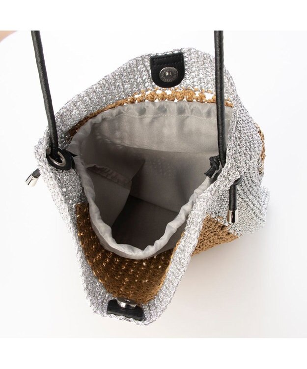 UNBILLION カシュカシュ cachecache / メタリックヤーンパネル編みトート シルバー