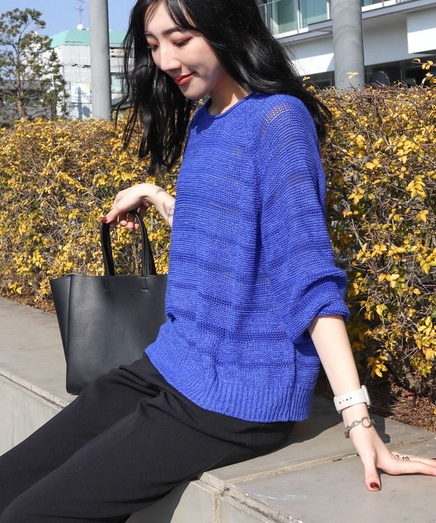 AMERICAN HOLIC 透かし編みニットプルオーバー Blue