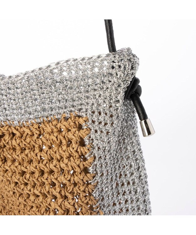 UNBILLION カシュカシュ cachecache / メタリックヤーンパネル編みトート シルバー