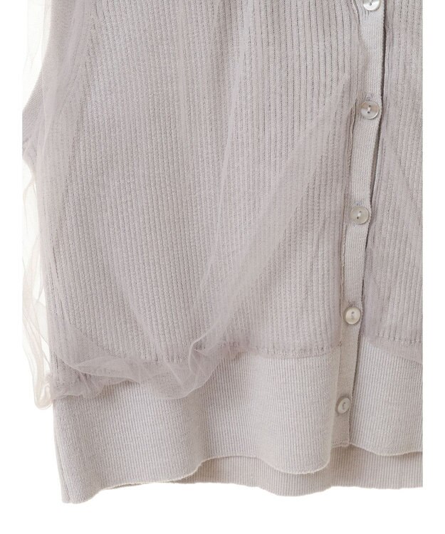 earth music&ecology チュールドッキングノースリカーディガン Light Gray