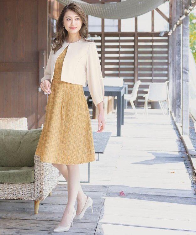 Tiaclasse L 【洗える】タックパフスリーブボレロ アイボリー