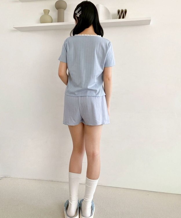 WEGO ワンカラーセットアップルームウェア サックス