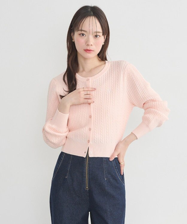 earth music&ecology ミニケーブルコンパクトカーディガン Light Pink