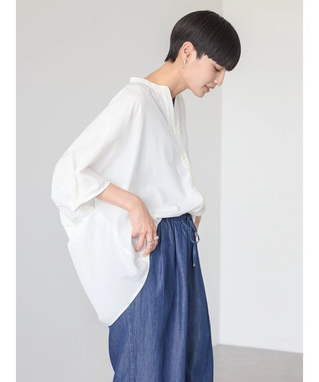 AMERICAN HOLIC 接触冷感＋ＵＶカット　ギャザースリーブブラウス Off White