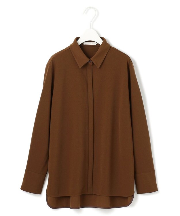 ICB 【洗える】マラボーテジョーゼット ボウタイデザインカットソー コーヒー系