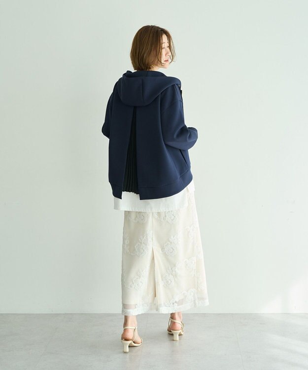YECCA VECCA バックプリーツZIPフーディー Light Beige