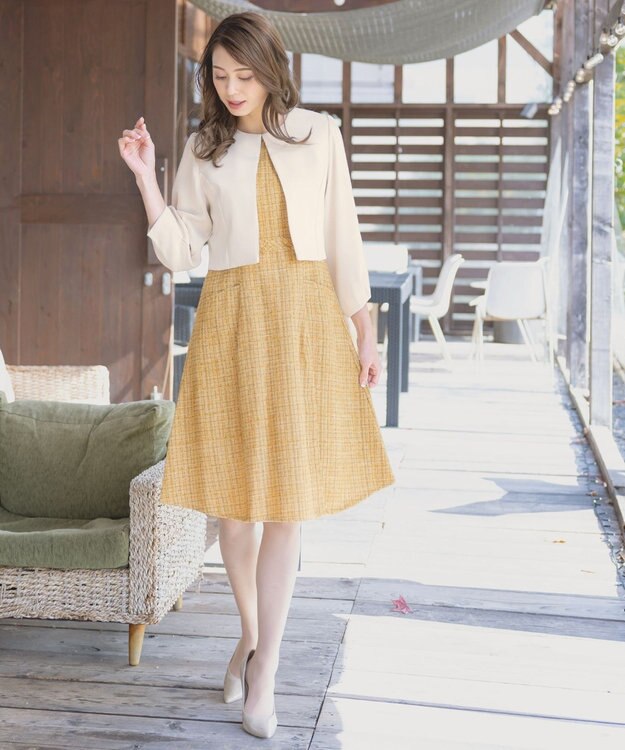 Tiaclasse L 【洗える】タックパフスリーブボレロ アイボリー