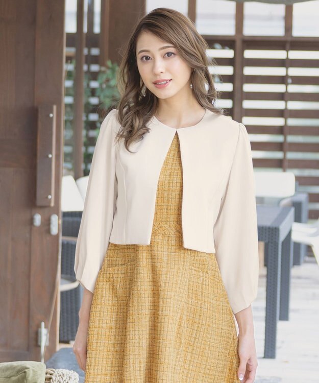 Tiaclasse L 【洗える】タックパフスリーブボレロ アイボリー