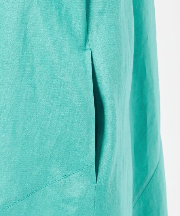 23区 【エステータ】チンツリネン Aライン フレアワンピース ターコイズブルー系